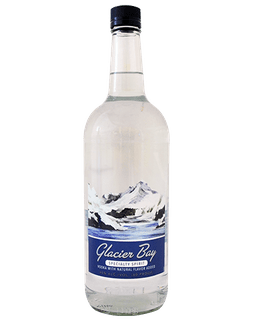 Image of a bottle of Glacier Bay Vodka featuring a sleek design with a blue label and white accents.