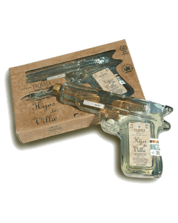 Hijos de Villa Reposado Tequila: A bottle of Hijos de Villa Escuadra Tequila, designed in the shape of a vintage rifle, paying homage to Mexican history and promising a bold and unforgettable tequila experience.