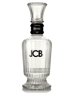 Image of a bottle of JCB Caviar Vodka featuring a sleek design with a black label.