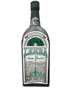 Image of a bottle of Lemba Artisanal Agricole Rum featuring a sleek design with a white label and teal accents.