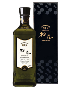 Image of a bottle of Sakurao Original Gin featuring a sleek design with a white label and black accents.