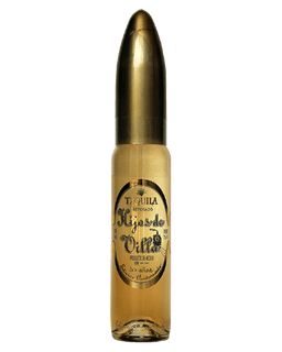 Hijos de Villa Reposado Bala Tequila: A distinctive bottle of Hijos de Villa Reposado Bala Tequila, shaped like a bullet, symbolizing strength and aged to perfection, promising a smooth and intense tequila experience.