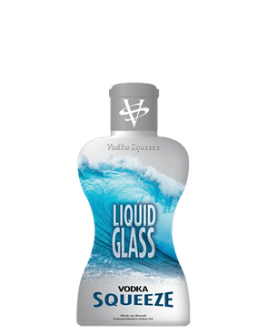 Image of a bottle of Vodka Squeeze Original Vodka featuring a sleek design with a blue ocean wave label and white accents.