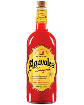 Image of a bottle of Agavales Sangrita featuring a sleek design with a gold label and black and red accents.