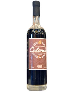 Image of a bottle of Catimore Coffee Liqueur featuring a sleek design with a brown label and white accents.