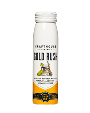 Image of a can of Crafthouse Gold Rush 200ml Cocktail featuring a sleek design with a white label and black and orange accents.