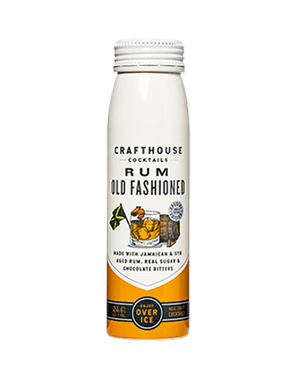 Image of a can of Crafthouse Rum Old Fashioned 200ml Cocktail featuring a sleek design with a white label and black and bronze accents.