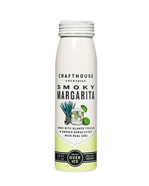 Image of a can of Crafthouse Smoky Margarita 200ml Cocktail featuring a sleek design with a white label and black and green accents.