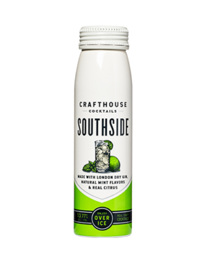 Image of a can of Crafthouse Southside 200ml Cocktail featuring a sleek design with a white label and black and green accents.