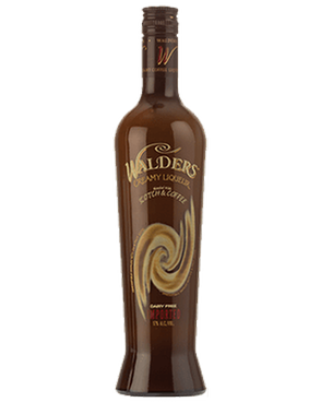 Image of a brown bottle of Walders Creamy Scotch and Coffee Liqueur featuring a sleek design with a cream label.